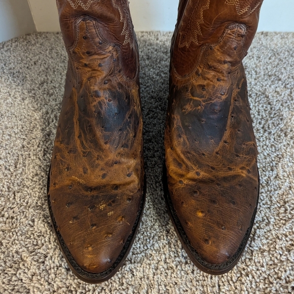 Ariat Circuit R Toe Full Quill Ostrich Brown Boots sz 10.5 EE - Picture 8 of 11